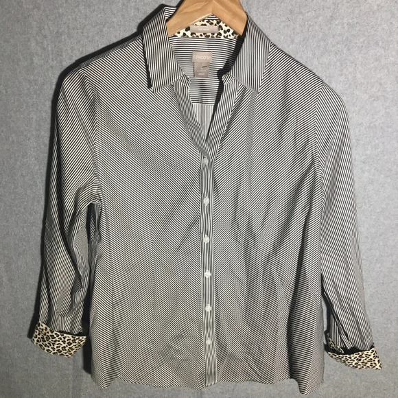 Womens Chicos Button Up Shirt Work Career Office Mixed Prints Contemporary - Picture 1 of 5
